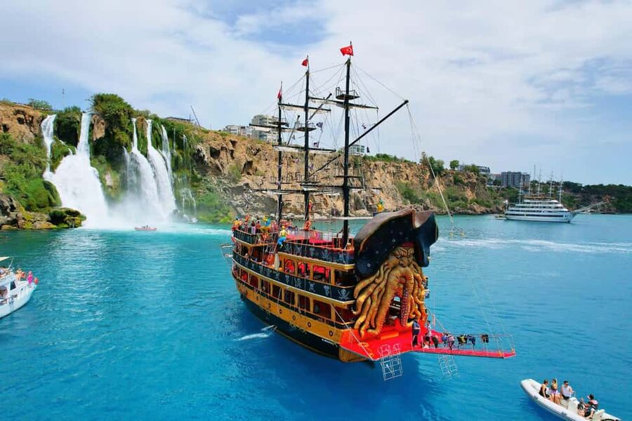 Antalya: Lara Pirate Boat Day Trip w/ Lunch & Soft Drink - Lower Düden Waterfalls meet the Mediterranean
