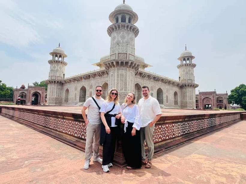 From Delhi: Private Taj Mahal & Agra Tour with 5<em> Lunch – Key points to know before booking’ /></p>
<ul>
<li><strong>Private Delhi to Agra transport:</strong> A private air-conditioned car picks you up from hotels and airports in Delhi, Noida, Gurugram, Ghaziabad, or Faridabad.</li>
<li><strong>Three important Agra monuments:</strong> The route includes the Taj Mahal, Agra Fort, and Itimad-ud-daulah, also called Baby Taj.</li>
<li><strong>Guide-led sightseeing:</strong> Guides speak English and several other languages, including French, German, Hindi, Spanish, Japanese, Chinese, Italian, and Portuguese.</li>
<li><strong>Optional 5-star buffet lunch:</strong> Select the lunch package for a 45-minute meal at the DoubleTree by Hilton Hotel Agra.</li>
<li><strong>Strong photo support:</strong> Guides including Javed Khan, Salim Khan, Faizan, and Nashit are often praised for finding good photo angles and taking pictures.</li>
<li><strong>A full day on the road:</strong> The experience lasts 6 to 10 hours, with an early start often used for the Taj Mahal.</li>
</ul>
<h2>A long but efficient day from Delhi</h2>
<p><img width="820" height="547" decoding="async" src=