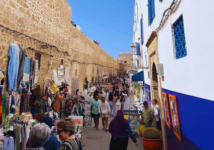 From Marrakesh: Essaouira Full-Day Trip - First look at the port and blue boats