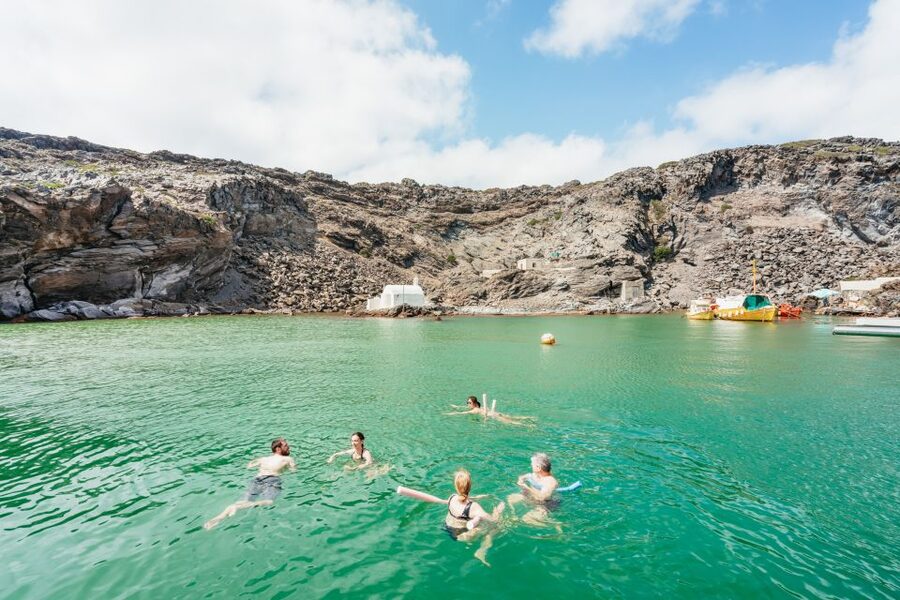Santorini: Luxury Catamaran Day Trip with Meal and Open Bar - A proper Greek meal, not just boat snacks